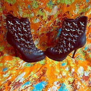 Jeffrey Campbell Black Star Studded Boots